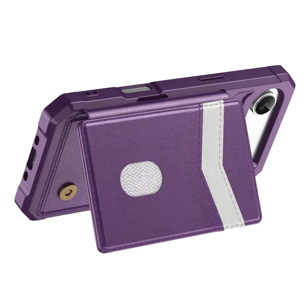For iPhone Air Case RFID Blocking Card Slot Kickstand Leather + TPU Phone Cover - Purple - 3