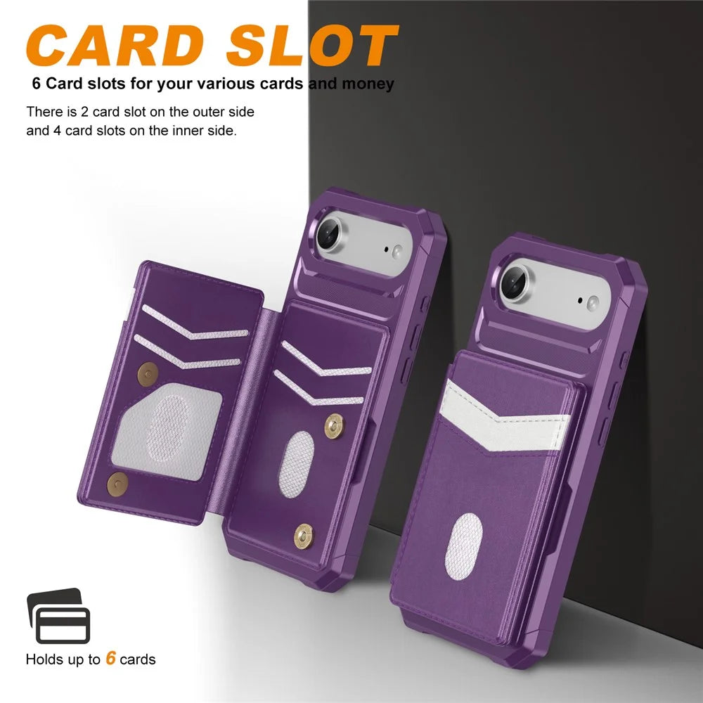 For iPhone Air Case RFID Blocking Card Slot Kickstand Leather + TPU Phone Cover - Purple - 5