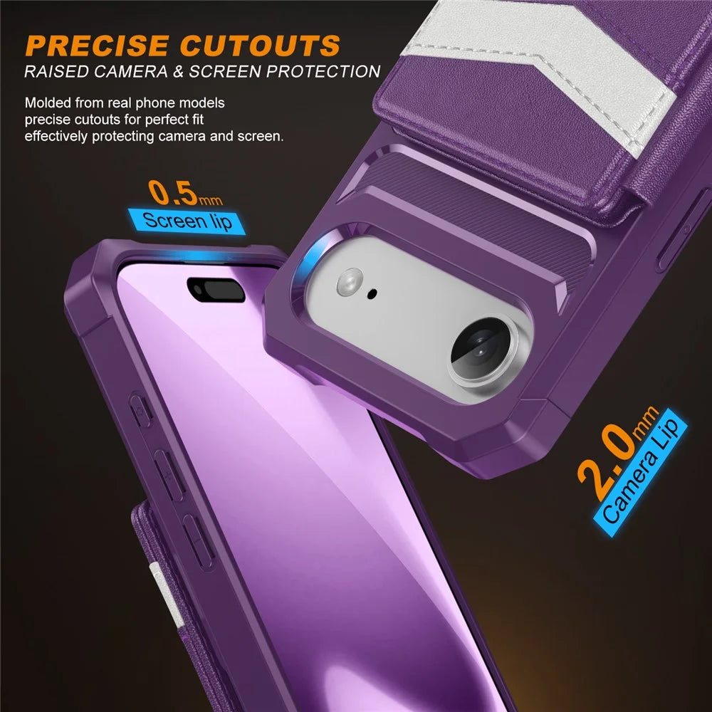For iPhone Air Case RFID Blocking Card Slot Kickstand Leather + TPU Phone Cover - Purple - 7