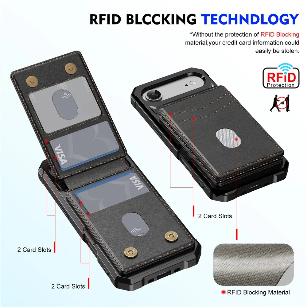 For iPhone Air Magnetic Case Detachable Card Slot Kickstand Leather + TPU Phone Cover - Black - 3
