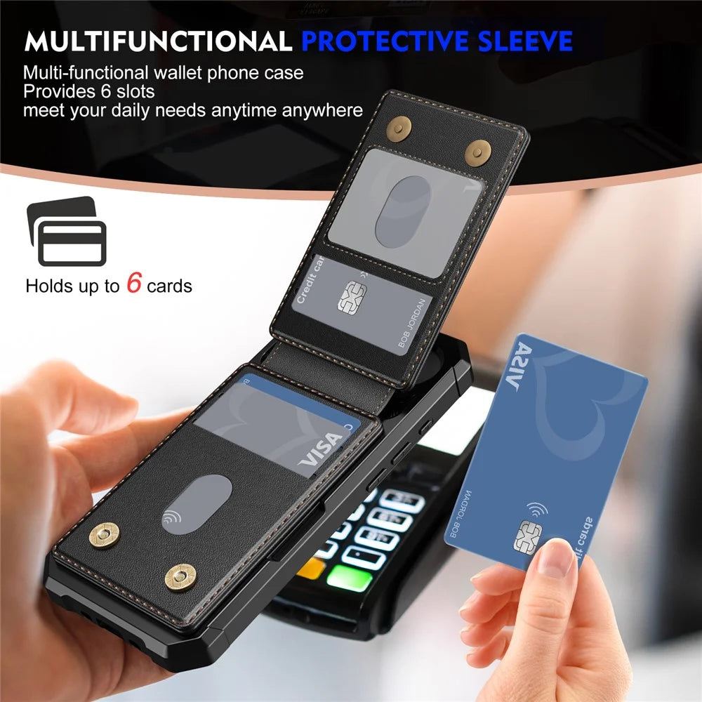 For iPhone Air Magnetic Case Detachable Card Slot Kickstand Leather + TPU Phone Cover - Black - 4