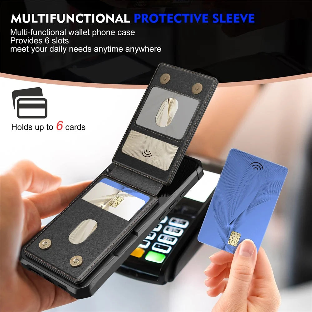 For iPhone 17 Magnetic Case Detachable Card Slot Kickstand Leather + TPU Phone Cover - Black - 4
