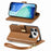 For iPhone 18 Pro / 17 Pro Case Floral Leaf Pattern Multi Card Slots Zipper Leather Phone Cover with Wrist Strap - Brown - 3