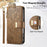For iPhone 18 Pro / 17 Pro Case Floral Leaf Pattern Multi Card Slots Zipper Leather Phone Cover with Wrist Strap - Brown - 7