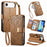 For iPhone Air Case Floral Leaf Pattern Multi Card Slots Zipper Leather Phone Cover with Wrist Strap - Brown - 1