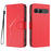 For Sony Xperia 10 VII Case Triangle Imprint Leather Phone Cover with Lanyard - Red - 1