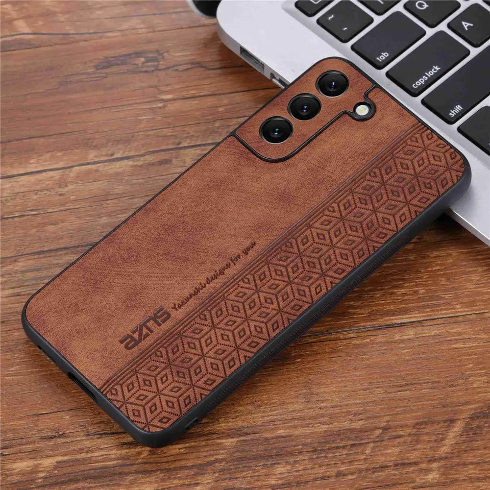 AZNS Anti-fall Cell Phone Cover for Samsung Galaxy S22 5G, Imprinted Pattern PU Leather+TPU Phone Case - Brown - 4