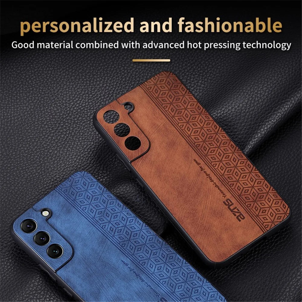 AZNS Anti-fall Cell Phone Cover for Samsung Galaxy S22 5G, Imprinted Pattern PU Leather+TPU Phone Case - Brown - 7