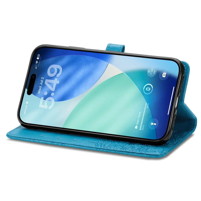 For iPhone Air Case Wallet Mandala Flower Leather Phone Cover Stand View - Blue - 3