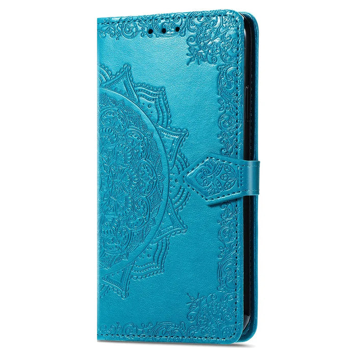 For iPhone Air Case Wallet Mandala Flower Leather Phone Cover Stand View - Blue - 5