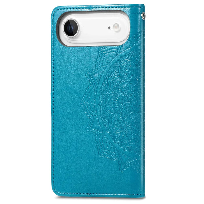 For iPhone Air Case Wallet Mandala Flower Leather Phone Cover Stand View - Blue - 6