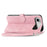 For iPhone Air Zipper Wallet Case with Strap Flower Imprint PU Leather Phone Cover - Pink - 4