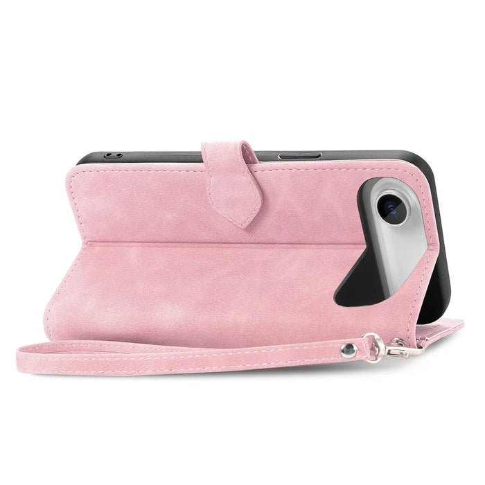 For iPhone Air Zipper Wallet Case with Strap Flower Imprint PU Leather Phone Cover - Pink - 4