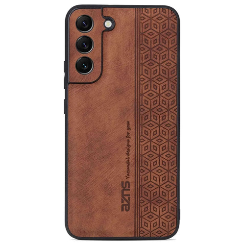 AZNS For Samsung Galaxy S22+ 5G Cell Phone Cover Shell Imprinted Pattern PU Leather+TPU Non-slip Phone Case - Brown - 1