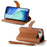 For iPhone Air Case RFID Blocking Zipper Pocket Leather Wallet Phone Cover with Strap - Brown - 3