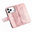 For iPhone 18 Pro Max / 17 Pro Max Case with Strap Butterfly Pattern PU Leather Wallet Phone Cover - Rose Gold - 4