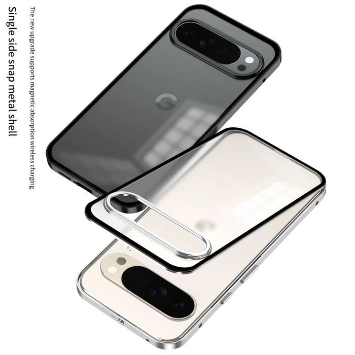 For Google Pixel 10 Pro XL Matte Case Aluminium Alloy + PC Phone Cover Pop-Up Snap Lock - Black - 7