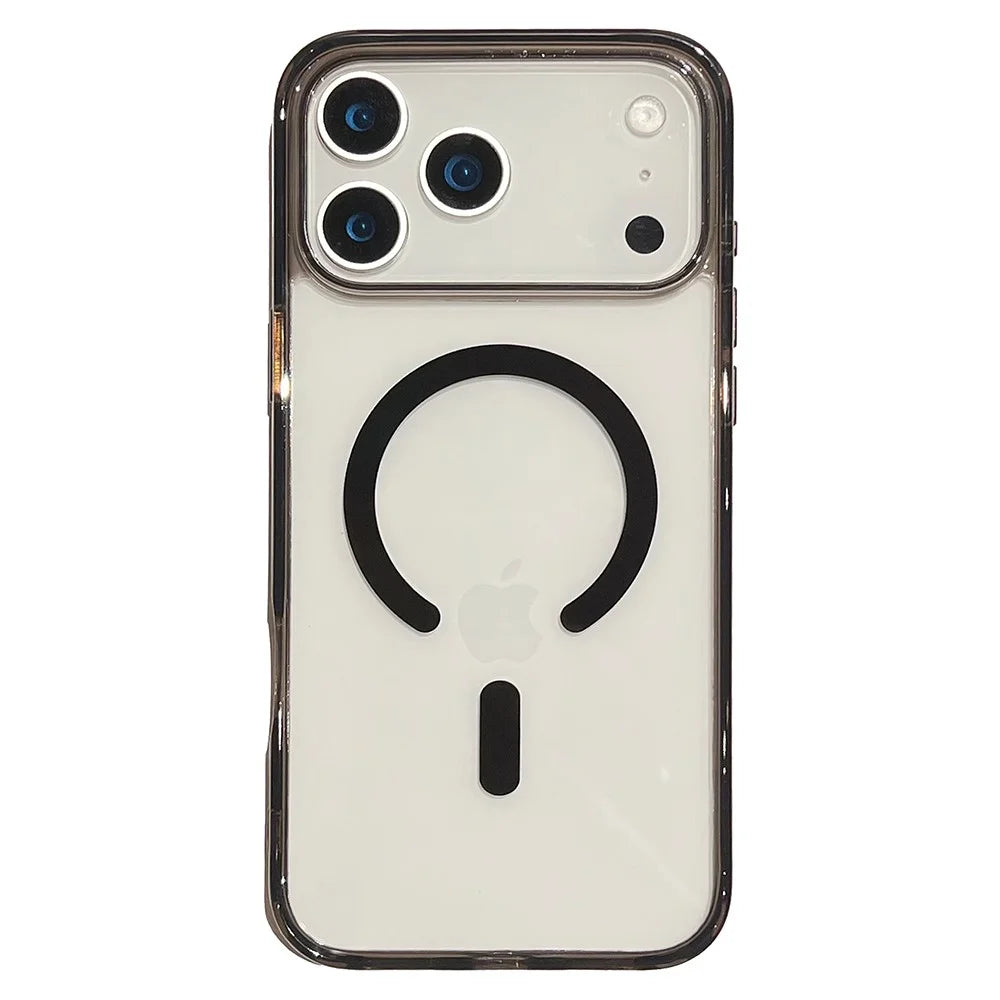 For iPhone 17 Pro Magnetic Case High Transparency PC + TPU Phone Back Cover - Transparent Black - 1