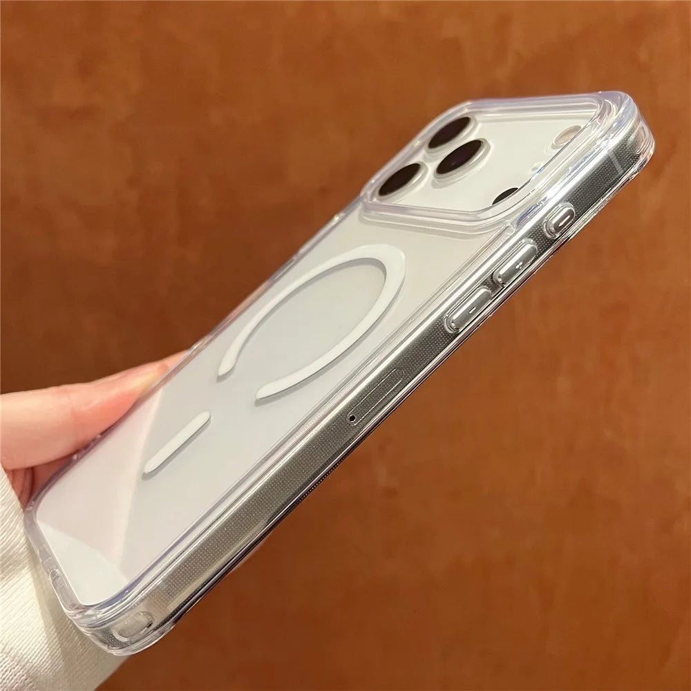 For iPhone 17 Pro Magnetic Case High Transparency PC + TPU Phone Back Cover - Transparent Black - 7
