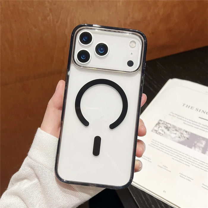 For iPhone 17 Pro Max Magnetic Case High Transparency PC + TPU Phone Back Cover - Transparent Black - 2