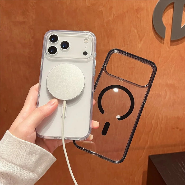 For iPhone 17 Pro Max Magnetic Case High Transparency PC + TPU Phone Back Cover - Transparent Black - 3