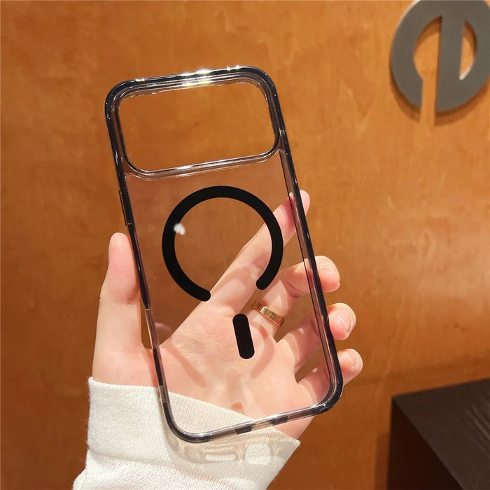 For iPhone 17 Pro Max Magnetic Case High Transparency PC + TPU Phone Back Cover - Transparent Black - 4