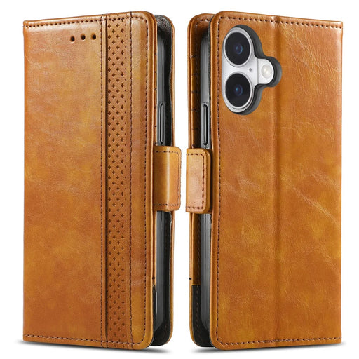 CASENEO For iPhone 17 Phone Cases PU Leather Cover Stand with RFID Blocking Wallet - Khaki - 1