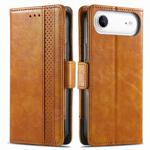 CASENEO For iPhone Air Phone Cases PU Leather Cover Stand with RFID Blocking Wallet - Khaki - 1