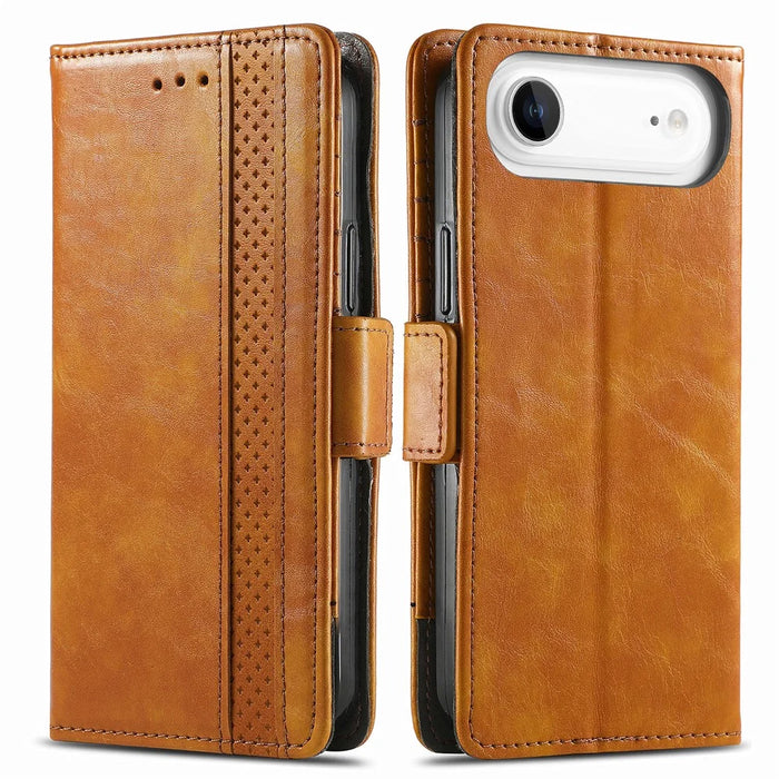 CASENEO For iPhone Air Phone Cases PU Leather Cover Stand with RFID Blocking Wallet - Khaki - 1