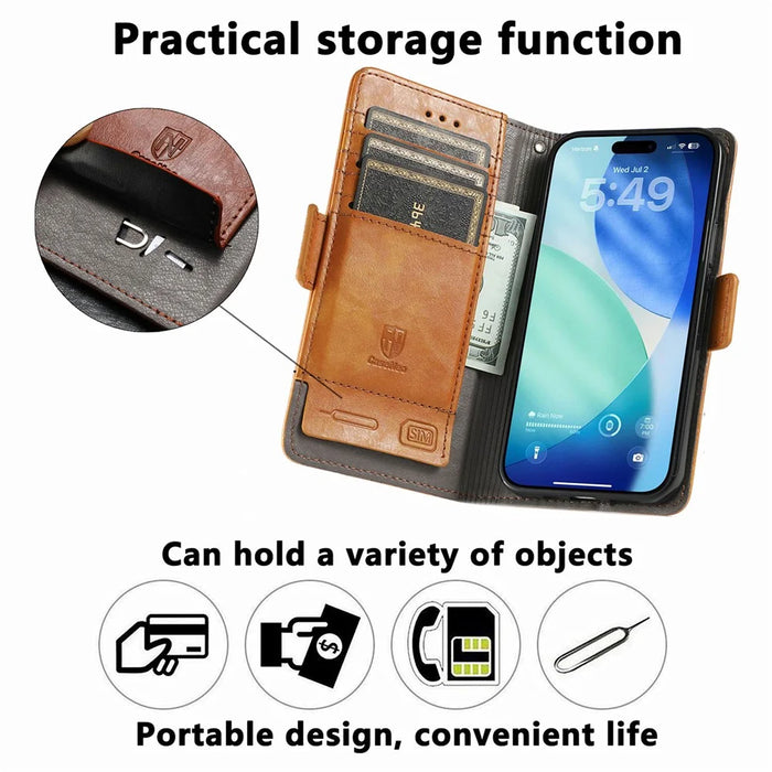 CASENEO For iPhone Air Phone Cases PU Leather Cover Stand with RFID Blocking Wallet - Khaki - 4