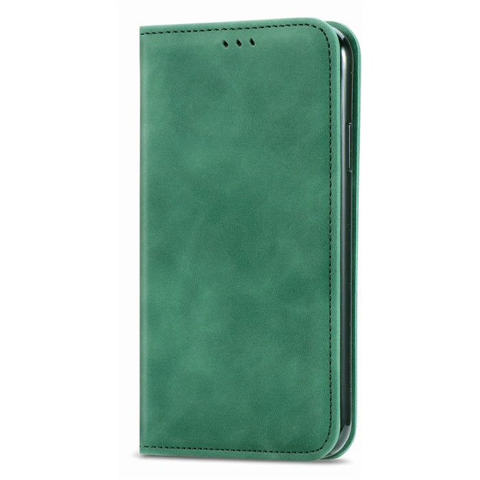For iPhone 17 Leather Case with Card Holder Magnetic Absorption Phone Cover - Green - 7