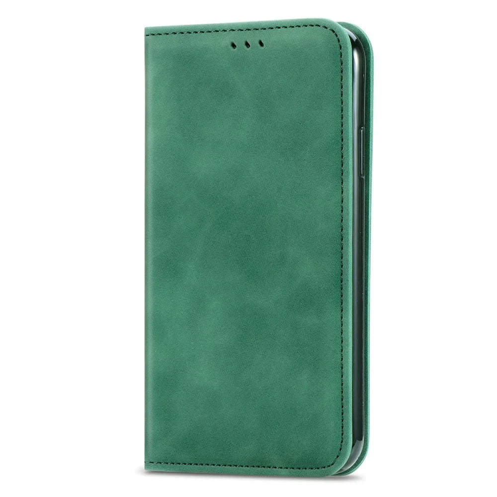 For iPhone Air Leather Case with Card Holder Magnetic Absorption Phone Cover - Green - 5