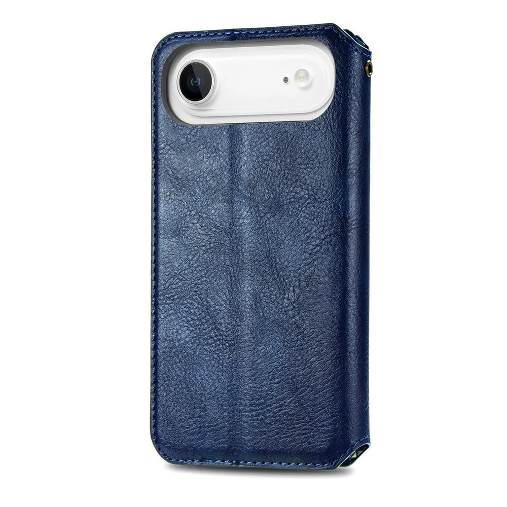 For iPhone Air Case Rhombus Imprint PU Leather Wallet Phone Cover - Blue - 6