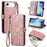 For iPhone Air Case Zipper Wallet Geometry Lines Leather Phone Cover with Strap - Pink - 1