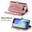 For iPhone Air Case Zipper Wallet Geometry Lines Leather Phone Cover with Strap - Pink - 3