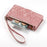 For iPhone Air Case Zipper Wallet Geometry Lines Leather Phone Cover with Strap - Pink - 4