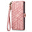 For iPhone 17 Case Zipper Wallet Geometry Lines Leather Phone Cover with Strap - Pink - 4