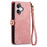 For iPhone 17 Case Zipper Wallet Geometry Lines Leather Phone Cover with Strap - Pink - 5