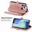 For iPhone 18 Pro / 17 Pro Case Zipper Wallet Geometry Lines Leather Phone Cover with Strap - Pink - 3