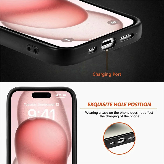 For iPhone 16 Case Carbon Fiber Texture PU Leather + PC + TPU Phone Cover - Black - 3