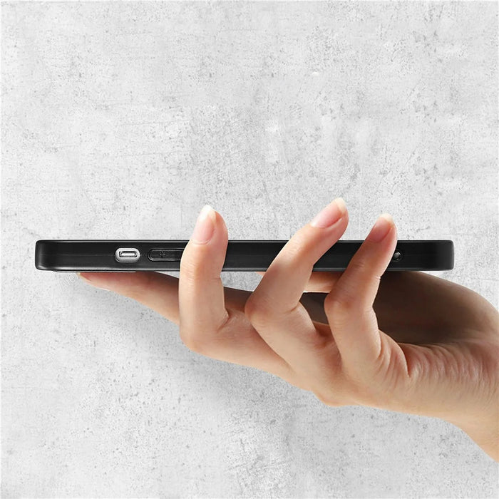 For iPhone 16 Case Carbon Fiber Texture PU Leather + PC + TPU Phone Cover - Black - 5