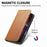 For iPhone 17 Case Wallet Tri-Color Stitching Leather Phone Cover with Elastic Wristband - Brown - 5
