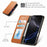 For iPhone 17 Case Wallet Tri-Color Stitching Leather Phone Cover with Elastic Wristband - Brown - 6