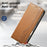 For iPhone 17 Case Wallet Tri-Color Stitching Leather Phone Cover with Elastic Wristband - Brown - 7