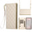 For Samsung Galaxy S25 Edge Case Suction Cup PU Leather Wallet Phone Cover with Straps - Beige - 1