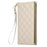 For Samsung Galaxy S25 Edge Case Suction Cup PU Leather Wallet Phone Cover with Straps - Beige - 5