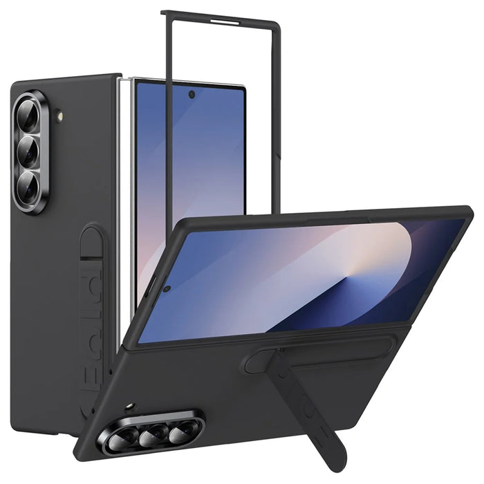 For Samsung Galaxy Z Fold6 5G Case Kickstand Hard PC Phone Cover (without Screen Protector) - Black - 1