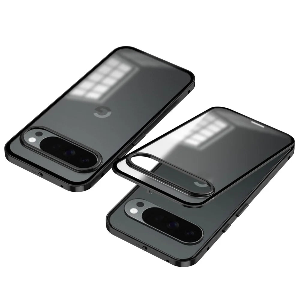 For Google Pixel 10 / 10 Pro Matte Case Aluminium Alloy + PC Phone Cover Pop-Up Snap Lock - Black - 1