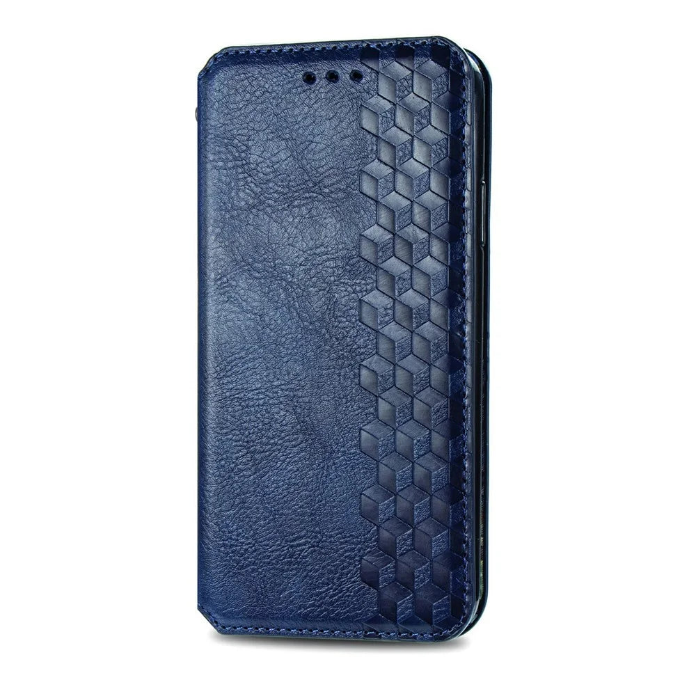 For iPhone 18 Pro Max / 17 Pro Max Case Rhombus Imprint PU Leather Wallet Phone Cover - Blue - 5