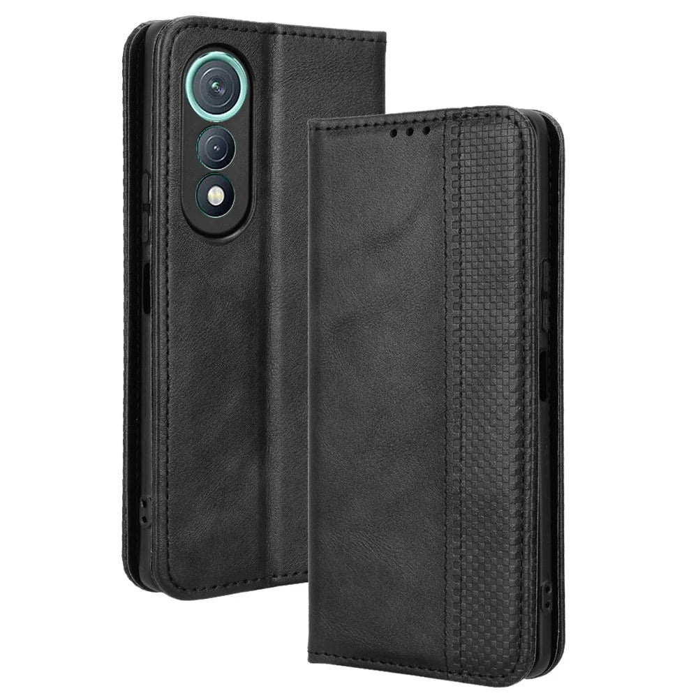 For TECNO Pova Curve 5G LJ8k Leather Case Wallet Stand Retro Texture Phone Cover - Black - 1